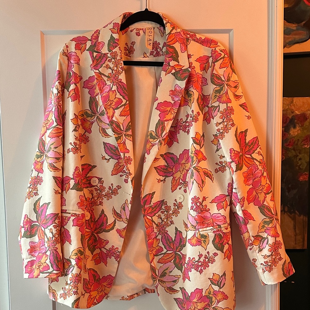 Pink and Cream Floral Blazer by Dolan Anthropologie